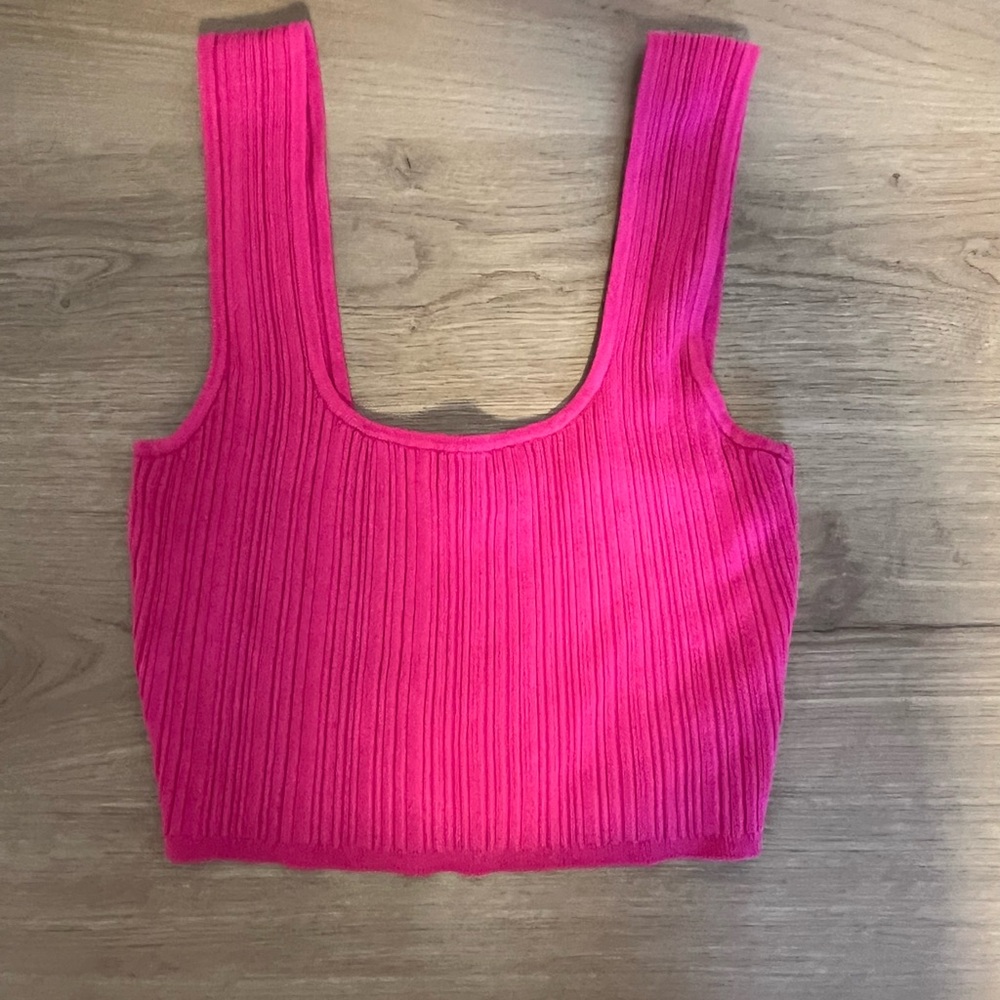 H&M Fuchsia Pink Ribbed Crop Top - NWT